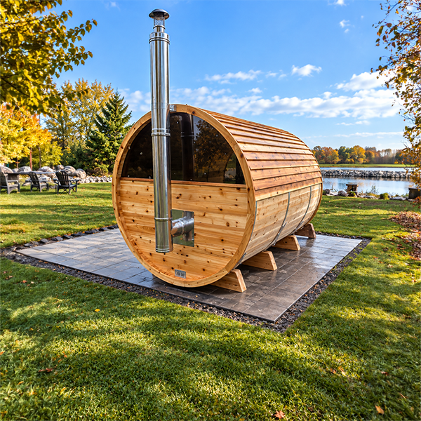 Canadian Timber Tranquility MP Barrel Sauna | Dundalk Leisurecraft 6-Person Porch Model