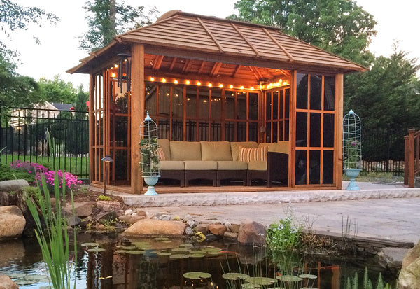 Forever Redwood Sun Gazebo with Sliding Doors