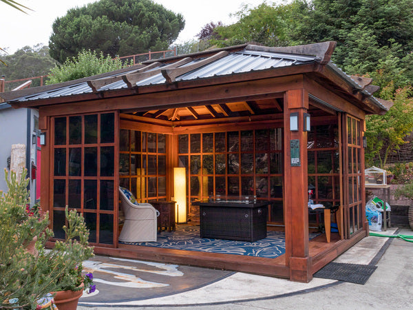 Forever Redwood Sun Gazebo with Sliding Doors