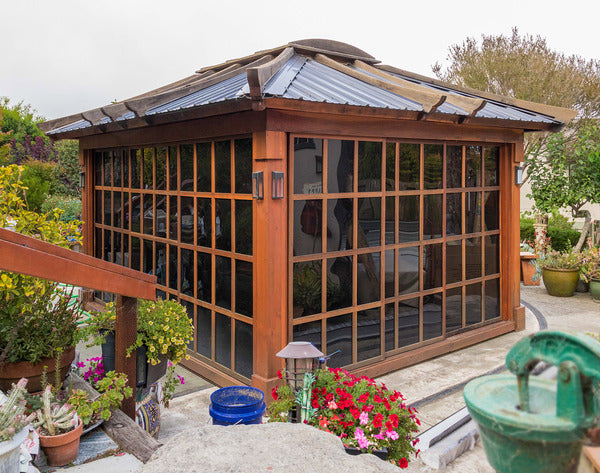 Forever Redwood Sun Gazebo with Sliding Doors